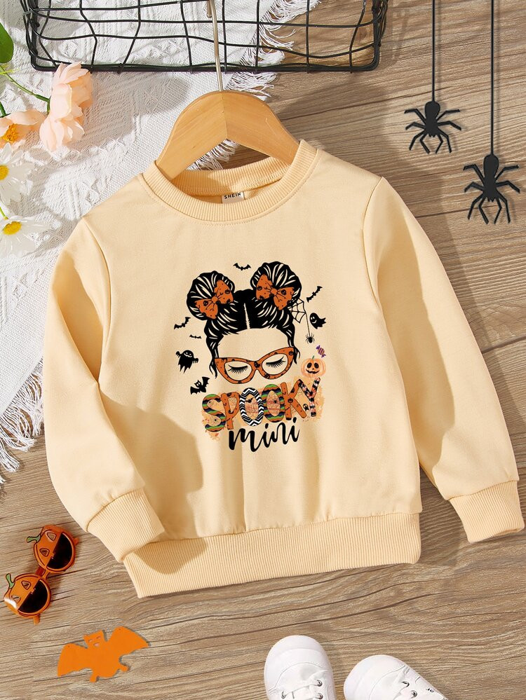 Toddler Girls 1pc Figure & Halloween Sweatshirt | SHEIN