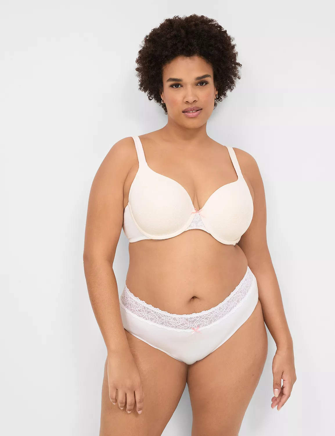 Cotton Lightly Lined T-Shirt Bra With Lace | Lane Bryant (US)