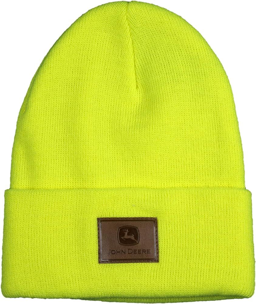 Leather Patch Beanie-High Visibility Yellow | Amazon (US)