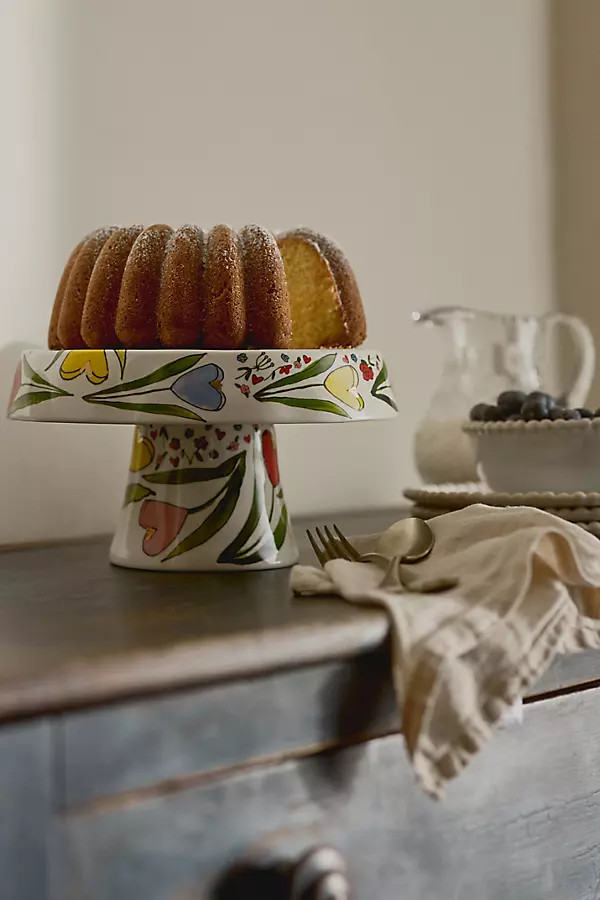 Blooming Hearts Stoneware Cake Stand | Anthropologie (US)