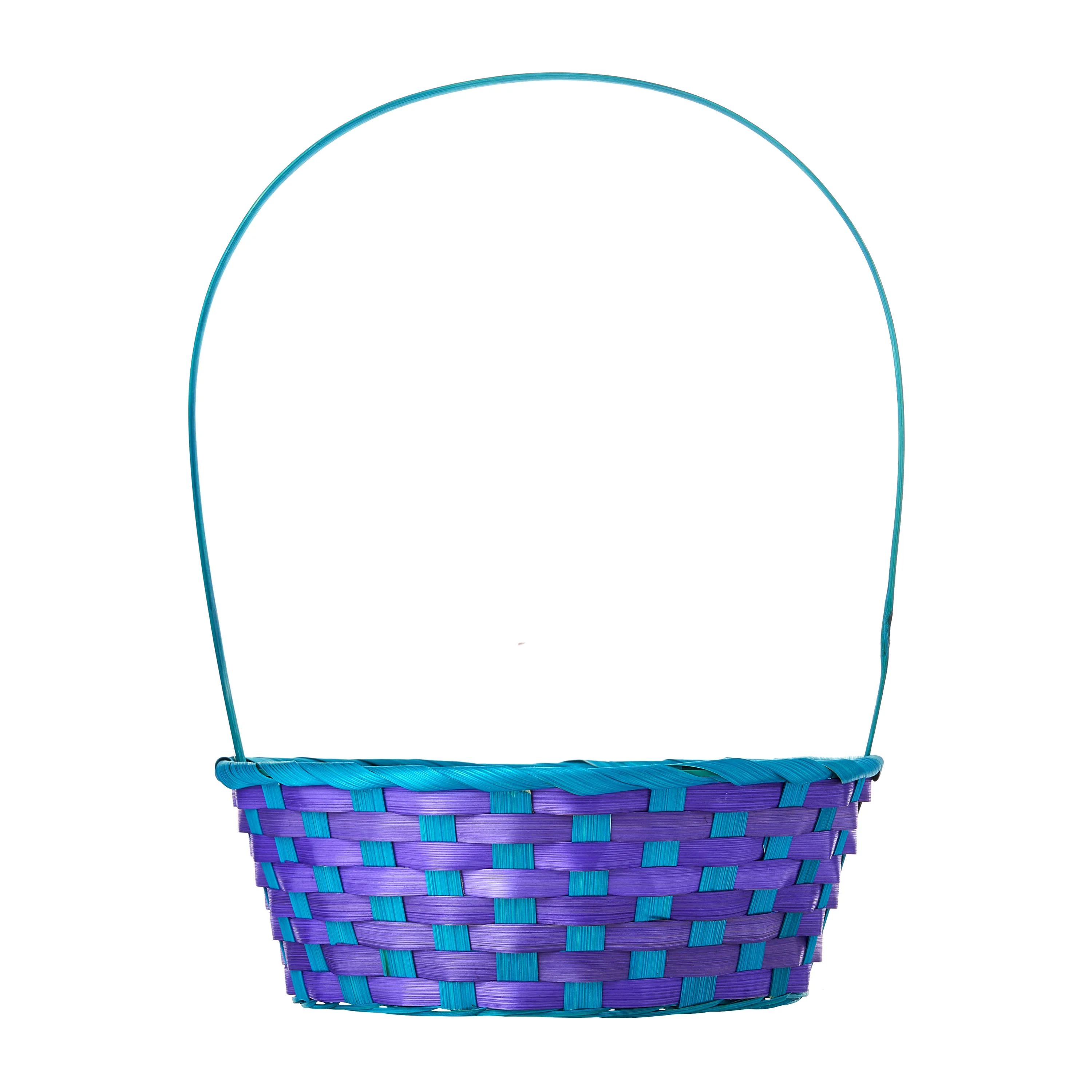 Way To Celebrate Easter Large Woven Bamboo Basket, Purple And Teal - Walmart.com | Walmart (US)