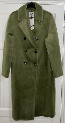 ZARA AW21 GREEN DOUBLE BREASTED FAUX FUR COAT SIZE S BNWT  | eBay | eBay US