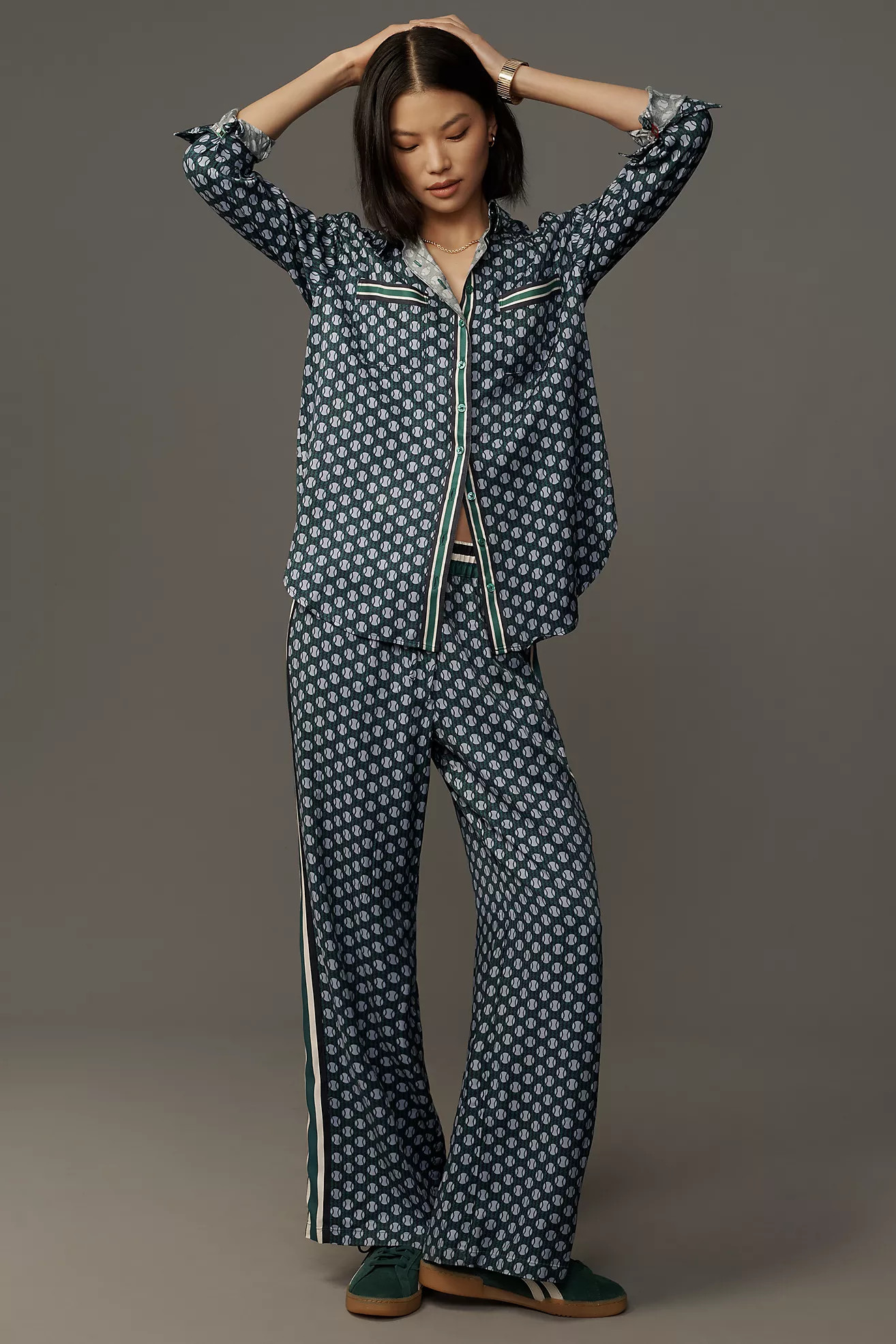 Maeve Packable Tennis-Print Pull-On Track Pants | Anthropologie (US)