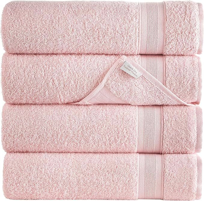 All Design Pink Bath Towels 27" x 54" Quick-Dry High Absorbent 100% Turkish Cotton Towel for Bath... | Amazon (US)