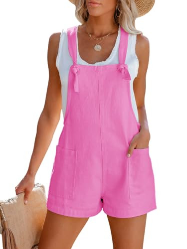 Women's Summer Casual Sleeveless Rompers Loose Spaghetti Strap Denim Shorts Overalls Jumpsuit wit... | Amazon (US)