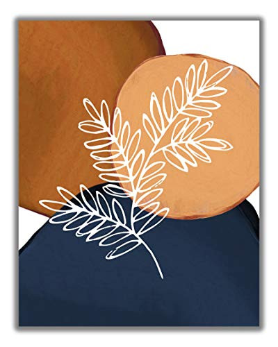 Abstract Navy Blue & Botanical Wall Art. 11x14 UNFRAMED Print. Abstract, Minimalist Modern Wall D... | Amazon (US)