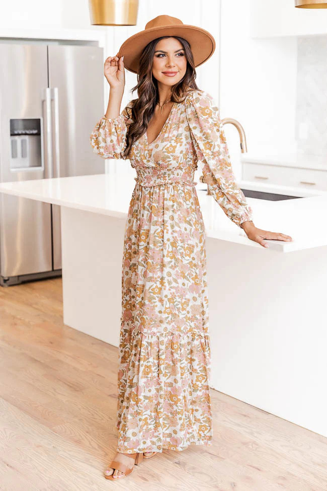 Gather Your Thoughts Multicolored Floral Smocked Waist Maxi Dress | Pink Lily