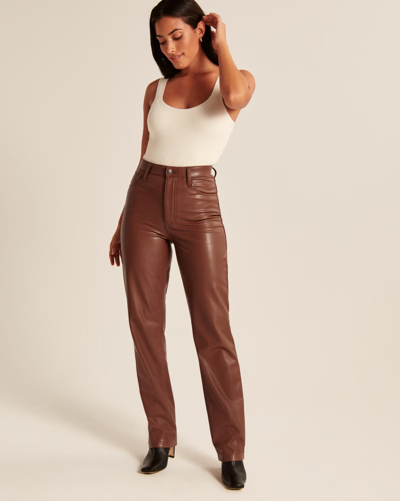 Curve Love Vegan Leather 90s Straight Pant | Abercrombie & Fitch (US)