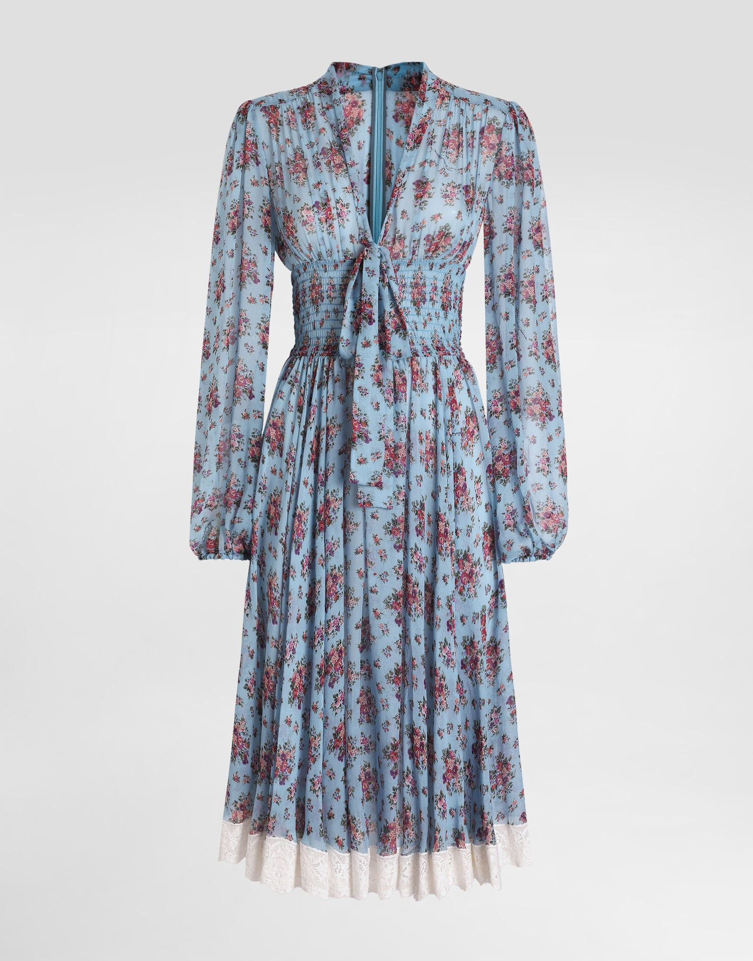 Small flower bouquets-print chiffon dress | Dolce & Gabbana US