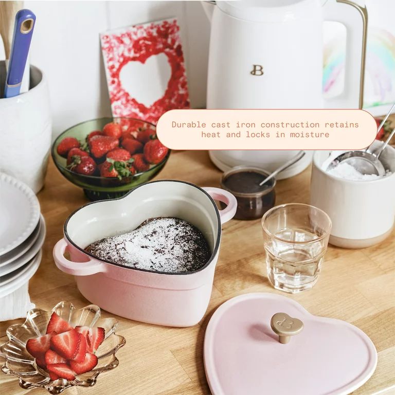 Beautiful 2QT Cast Iron Heart Dutch Oven, Pink Champagne by Drew Barrymore | Walmart (US)