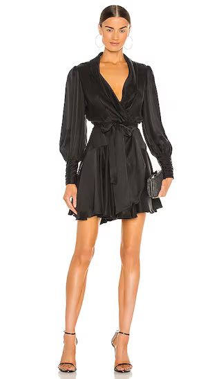 Silk Wrap Mini Dress in Black | Revolve Clothing (Global)