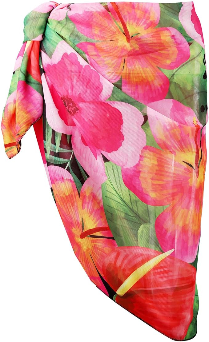 CHIC DIARY Women Swimwear Chiffon Pareo Beach Cover Up Bikini Sarong Swimsuit Wrap Skirts | Amazon (US)
