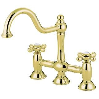 Restoration 2-Handle Bridge Kitchen Faucet in Polished Brass | The Home Depot