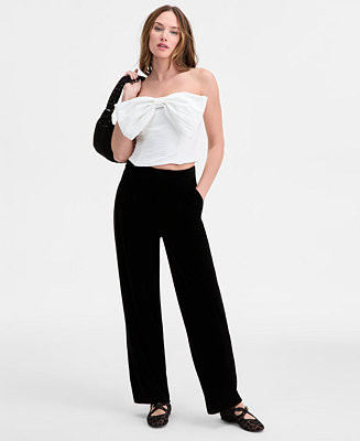 Women's Velvet Wide-Leg Trouser Pants, Macy's Exclusive | Macy's