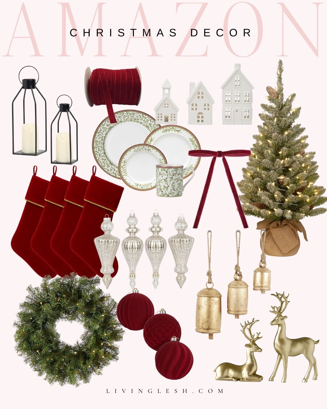 Amazon Christmas decor | Holiday must haves | Christmas essentials | Christmas decor | Christmas decorations | Christmas ornaments | Pre-lit Christmas wreath | Red velvet ornaments | Red velvet | Stockings | Christmas dinnerware | Artificial Christmas tree

#LTKHoliday #LTKSeasonal #LTKHome
