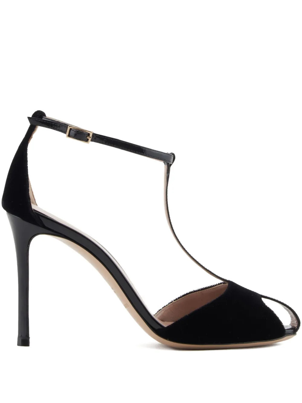 Emporio Armani 95mm velvet T-bar sandals - Black | Farfetch Global