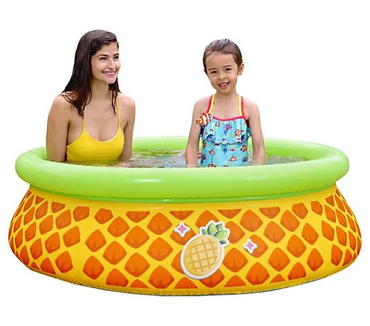 5' Inflatable Yellow and Green Pineapple KiddieSwimming Pool - QVC.com | QVC
