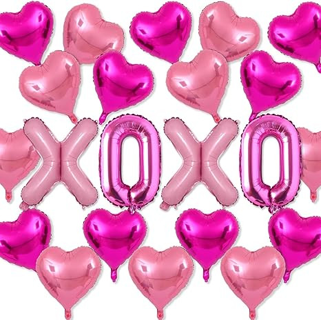 Valentines Day Balloons, Red and Pink Heart Shaped Foil Balloons for Valentines Day Bridal Shower... | Amazon (US)