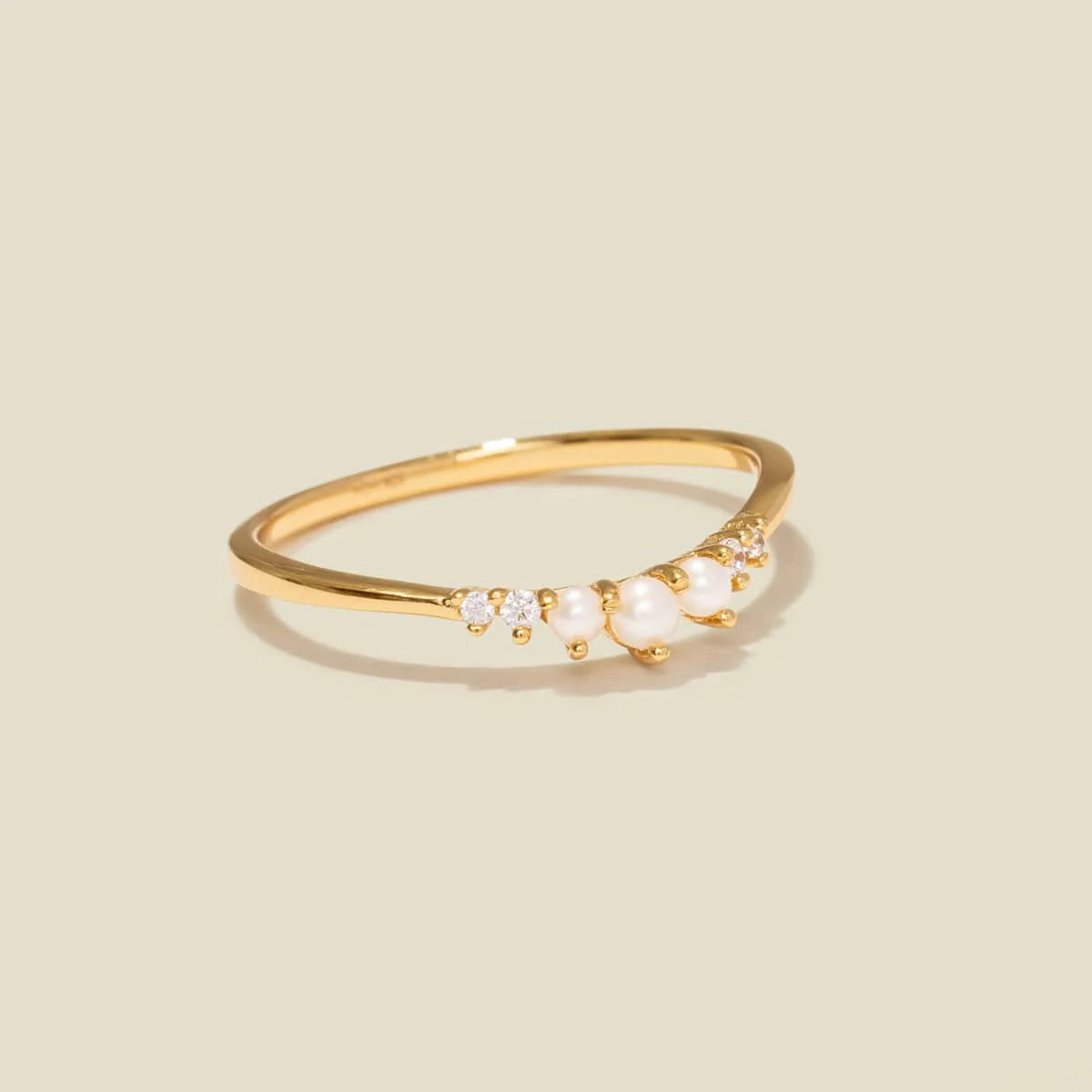 Crescent Pearl and CZ Ring | Made by Mary (US)