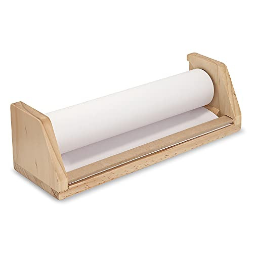Melissa & Doug Wooden Tabletop Paper Roll Dispenser With White Bond Paper (12 inches x 75 feet) , Br | Amazon (US)