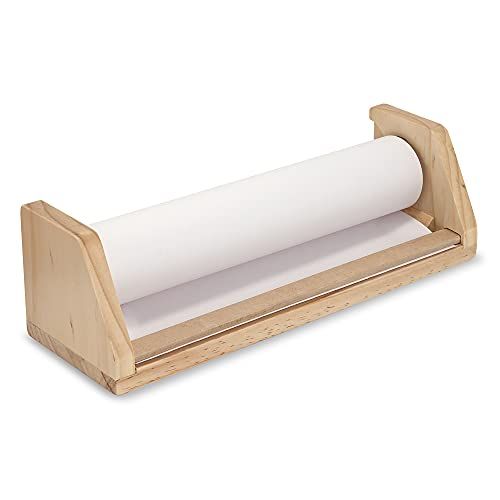 Melissa & Doug Wooden Tabletop Paper Roll Dispenser With White Bond Paper (12 inches x 75 feet) , Br | Amazon (US)