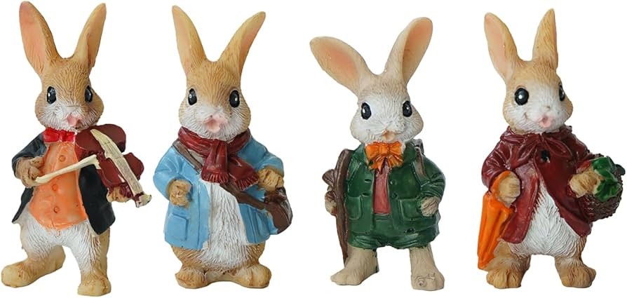 4pcs Miniature Rabbit Statues Decorative Fairy Garden Accessories, Bunny Set Status, Indoor and O... | Amazon (US)