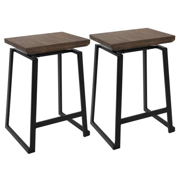 Carbon Loft Richard Industrial Metal and Wood Counter Stool (Set of 2) | Bed Bath & Beyond