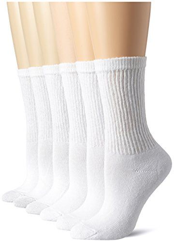Hanes Womens Comfort Blend Crew Sock, White, 5-9 (Pack of 6) | Amazon (US)
