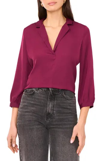 Vince Camuto Notch Collar Crepe Top in Pickled Beet at Nordstrom Rack, Size X-Large | Nordstrom Rack