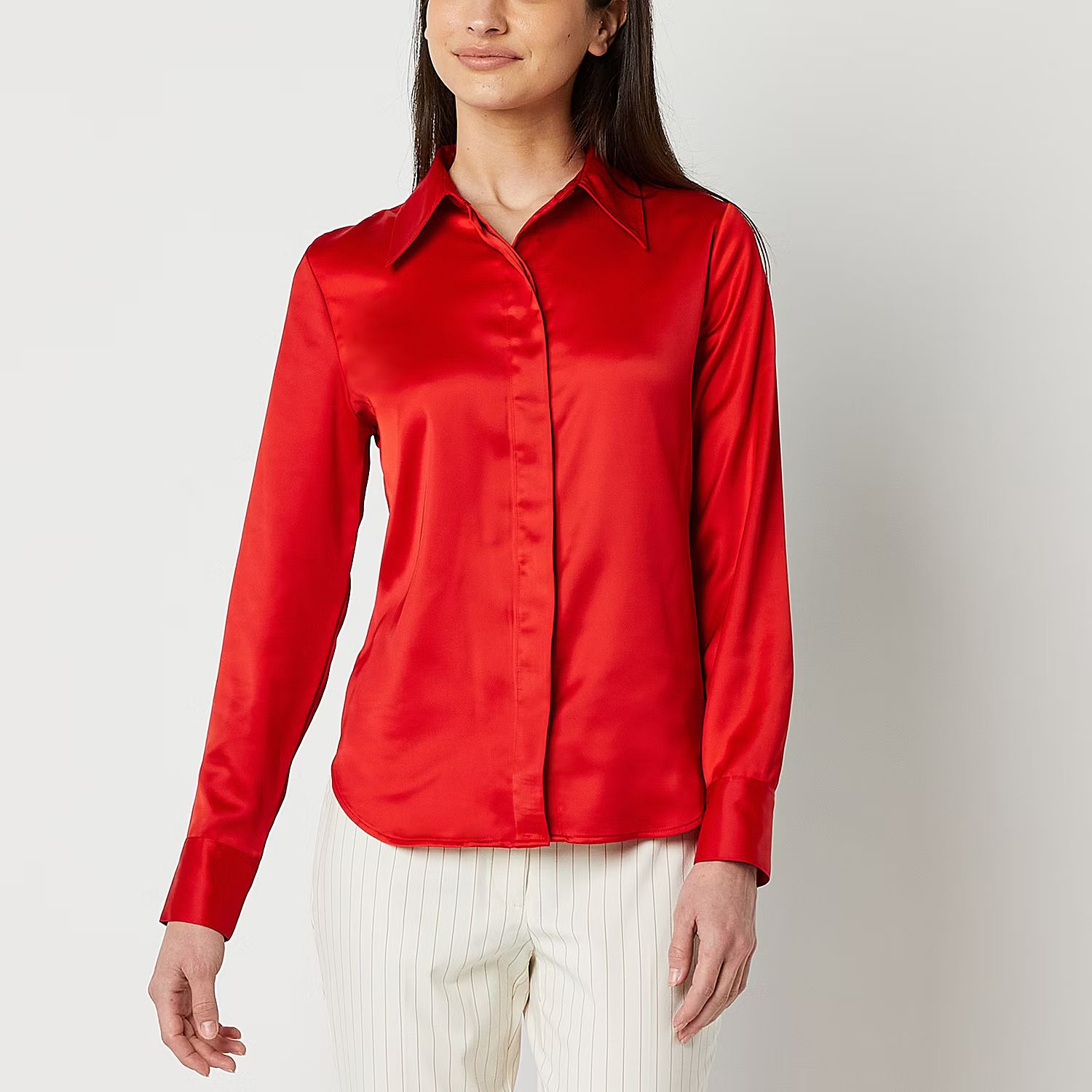 Worthington Womens Long Sleeve Regular Fit Button-Down Shirt | JCPenney