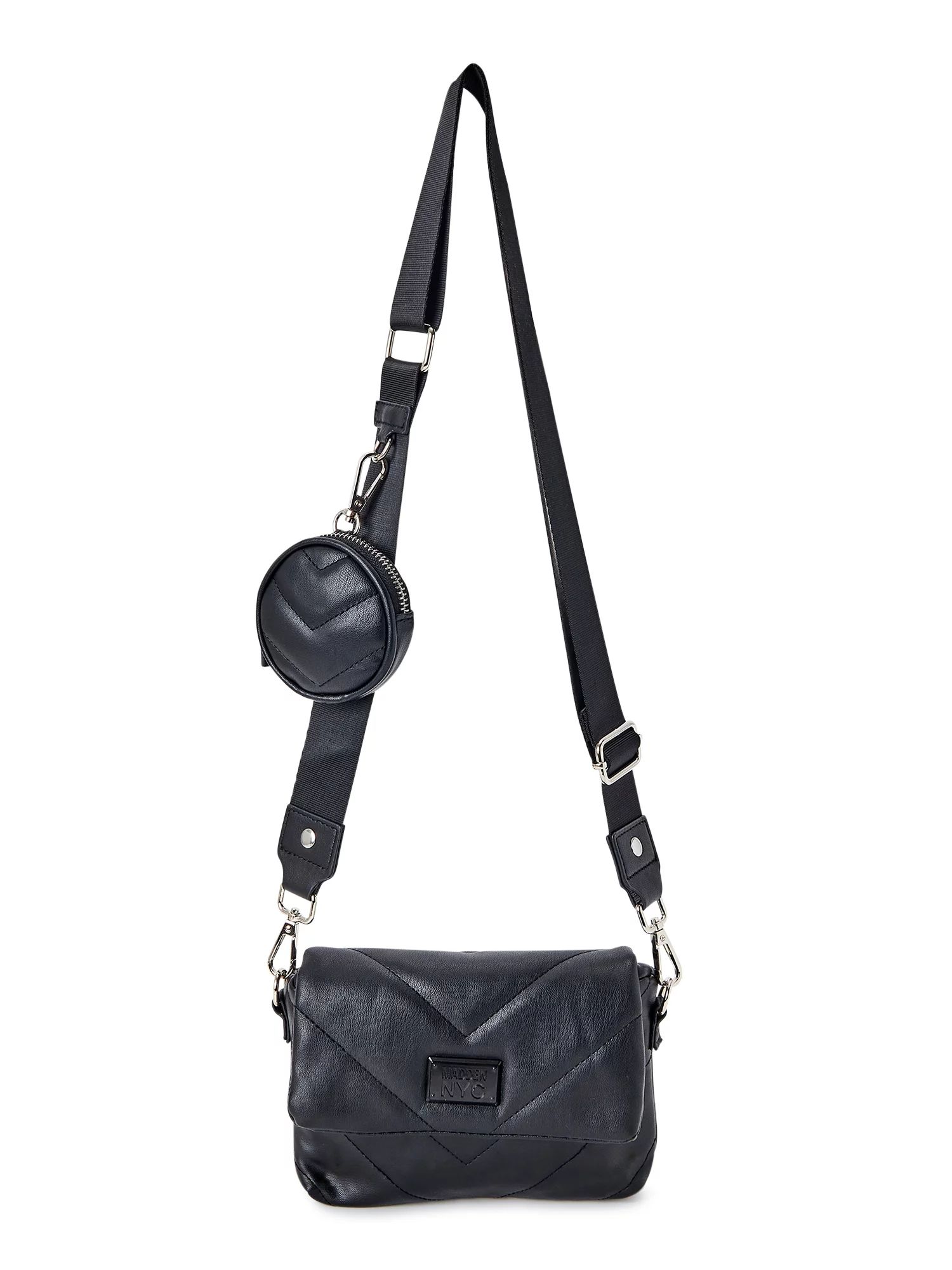 Madden NYC Women's Quilted Crossbody Handbag Black | Walmart (US)