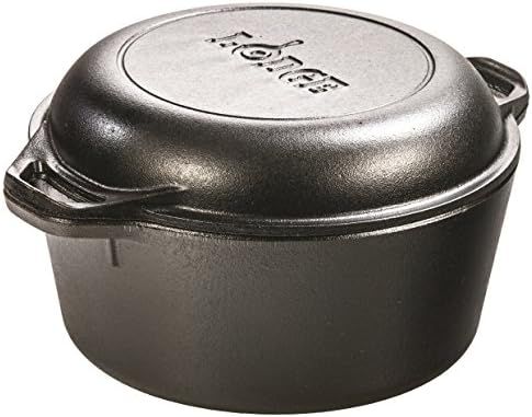 Lodge Pre-Seasoned Cast Iron Double Dutch Oven With Loop Handles, 5 qt | Amazon (US)