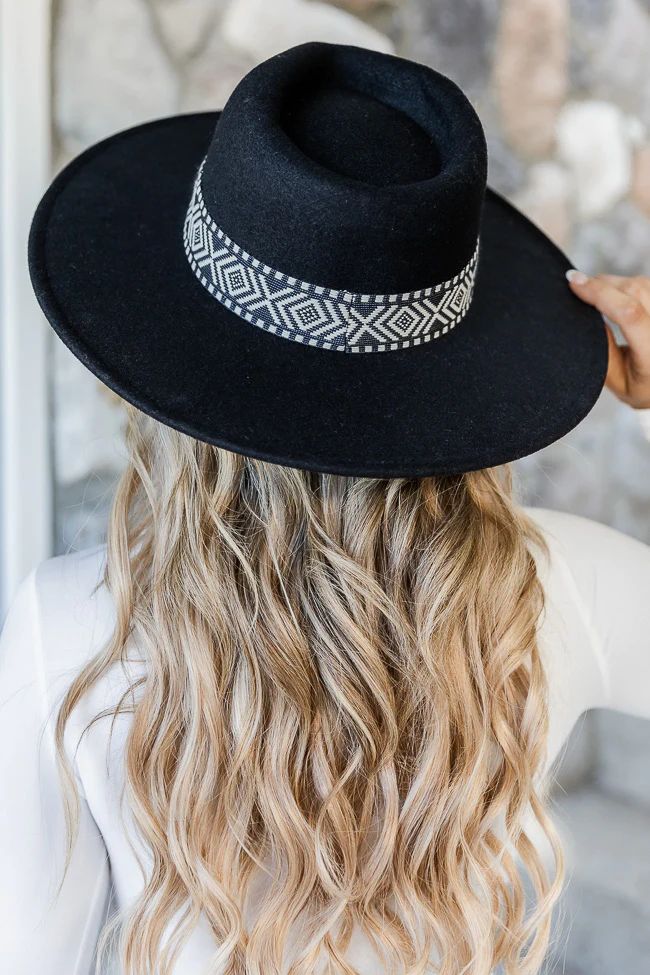 In A Pretty World Black Printed Band Fedora | Pink Lily