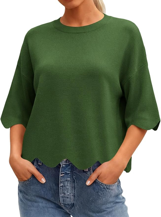 Tankaneo Womens Short Sleeve Sweater Summer Casual Oversized Cropped Sweaters Lightweight Crewnec... | Amazon (US)