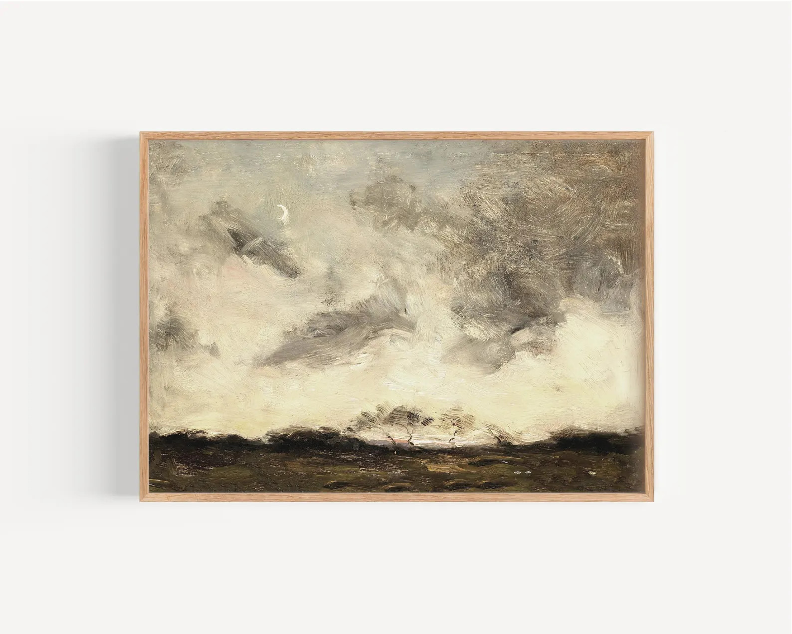 Vintage Moody Landscape Oil Painting PRINTED Antique Stormy Cloud Wall Art Earth Tone Country Sce... | Etsy (US)