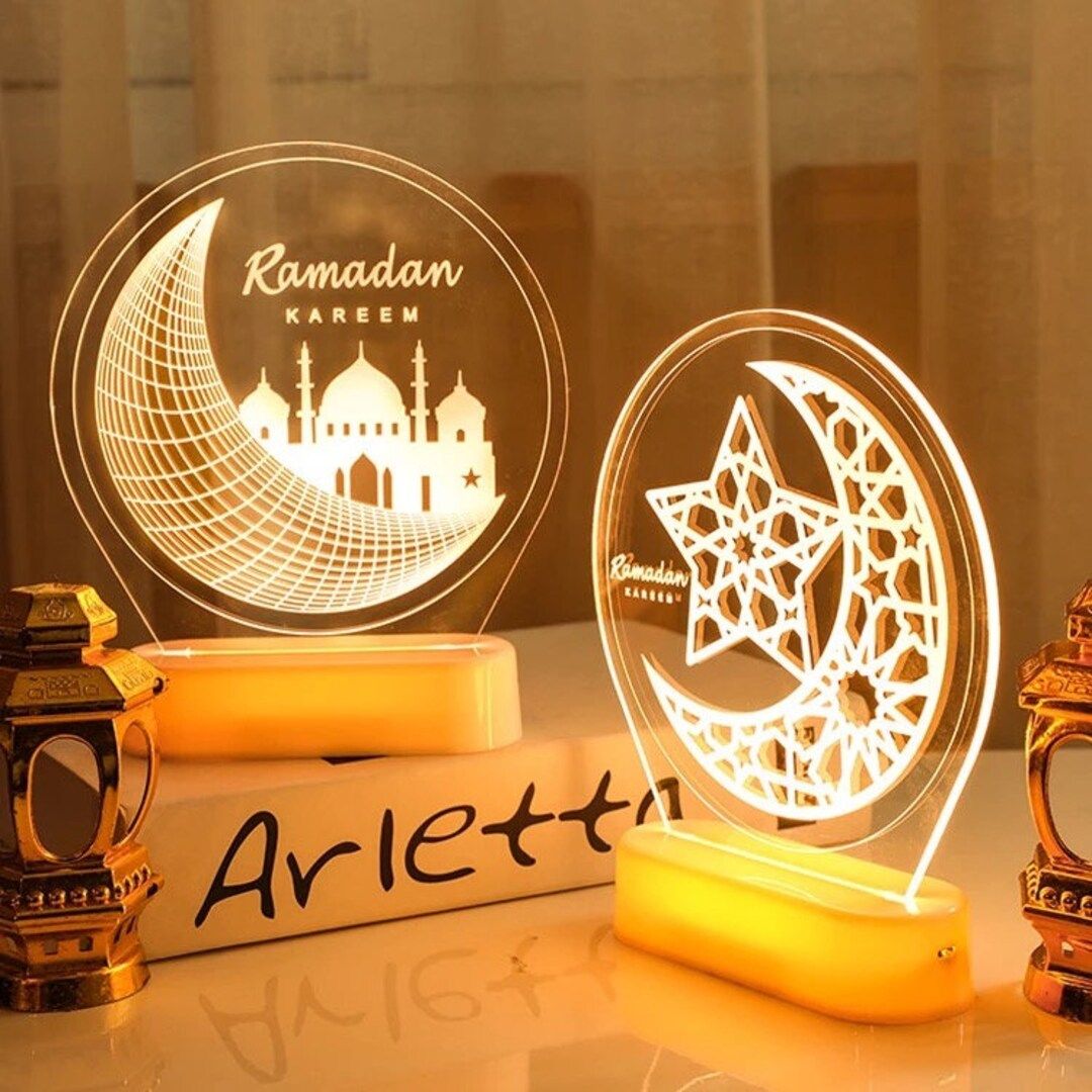 Ramadan Moubarak Kareem Décorations LED Lumières Fenêtre Ornement Suspendu | Etsy (FR)