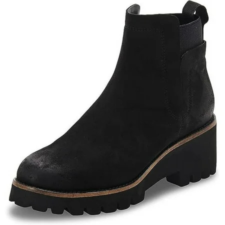Blondo Danika Black Nubuck Rounded Toe Pull On Waterproof Block Heel Ankle Boots (Black Nubuck 7.5) | Walmart (US)