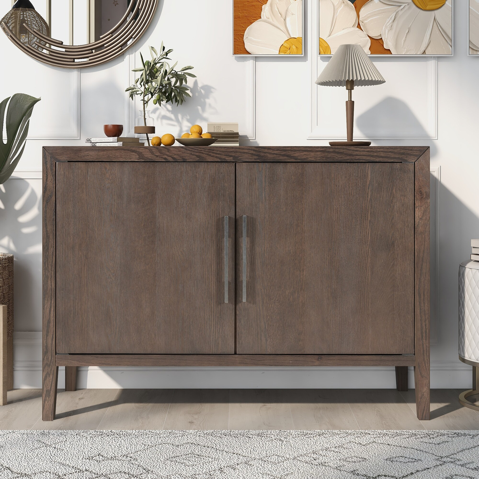 2 Door Storage Sideboard Wooden Cabinet with 2 Metal handles | Bed Bath & Beyond