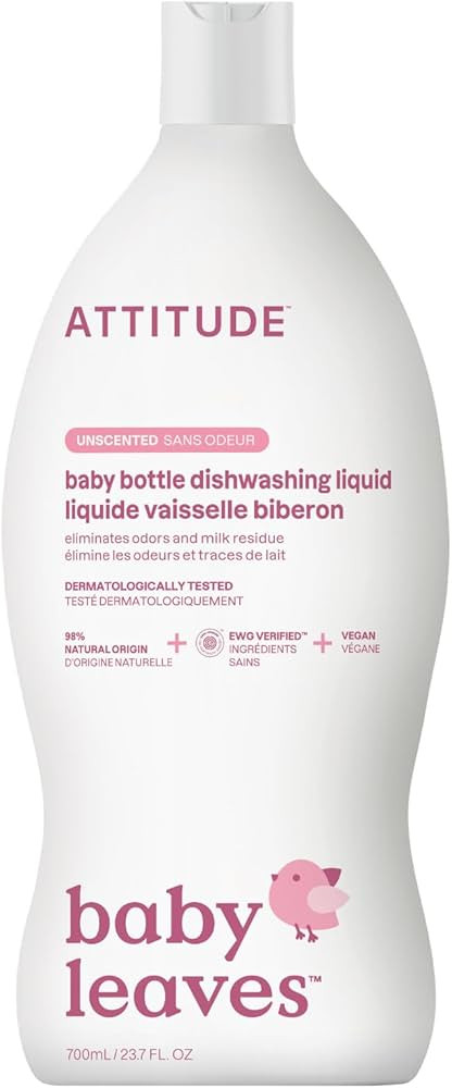 ATTITUDE Baby Dish Soap and Bottle Cleaner, EWG Verified Dishwashing Liquid, No Added Dyes or Fra... | Amazon (US)