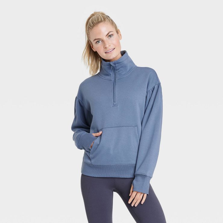 Women's Cotton Fleece 1/4 Zip Sweatshirt - All in Motion™ | Target