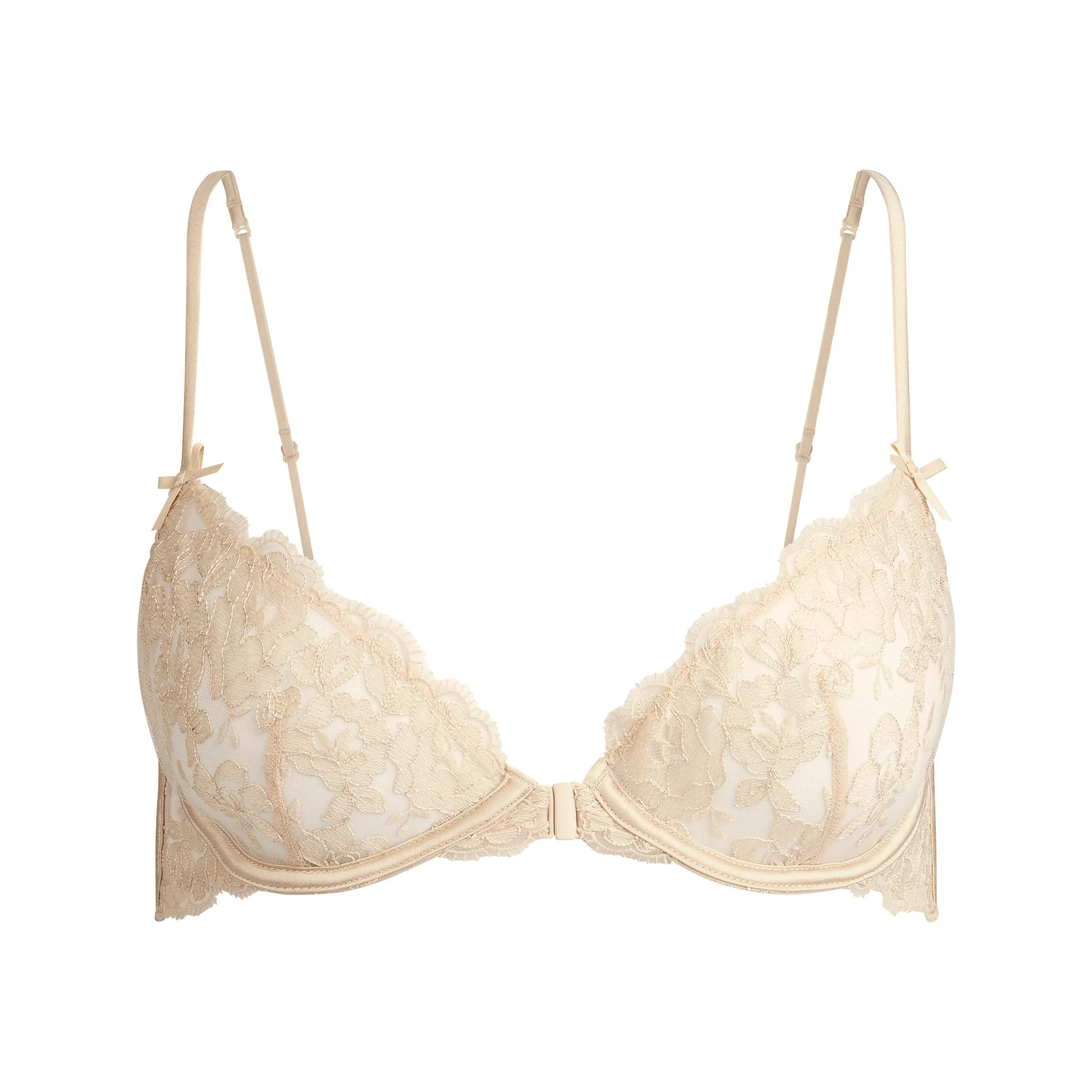 EMBROIDERED LINGERIE FRONT CLOSE UNLINED BRA | CHAMPAGNE | SKIMS (US)