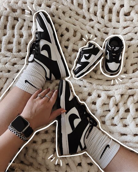 Nike dunk dupes for adult! $50 including shipping. They arrived in just over 2 weeks!
Baby dunks are currently sold out in this color but I will post when they come back! 🖤🐼

#LTKunder50 #LTKbaby #LTKfamily