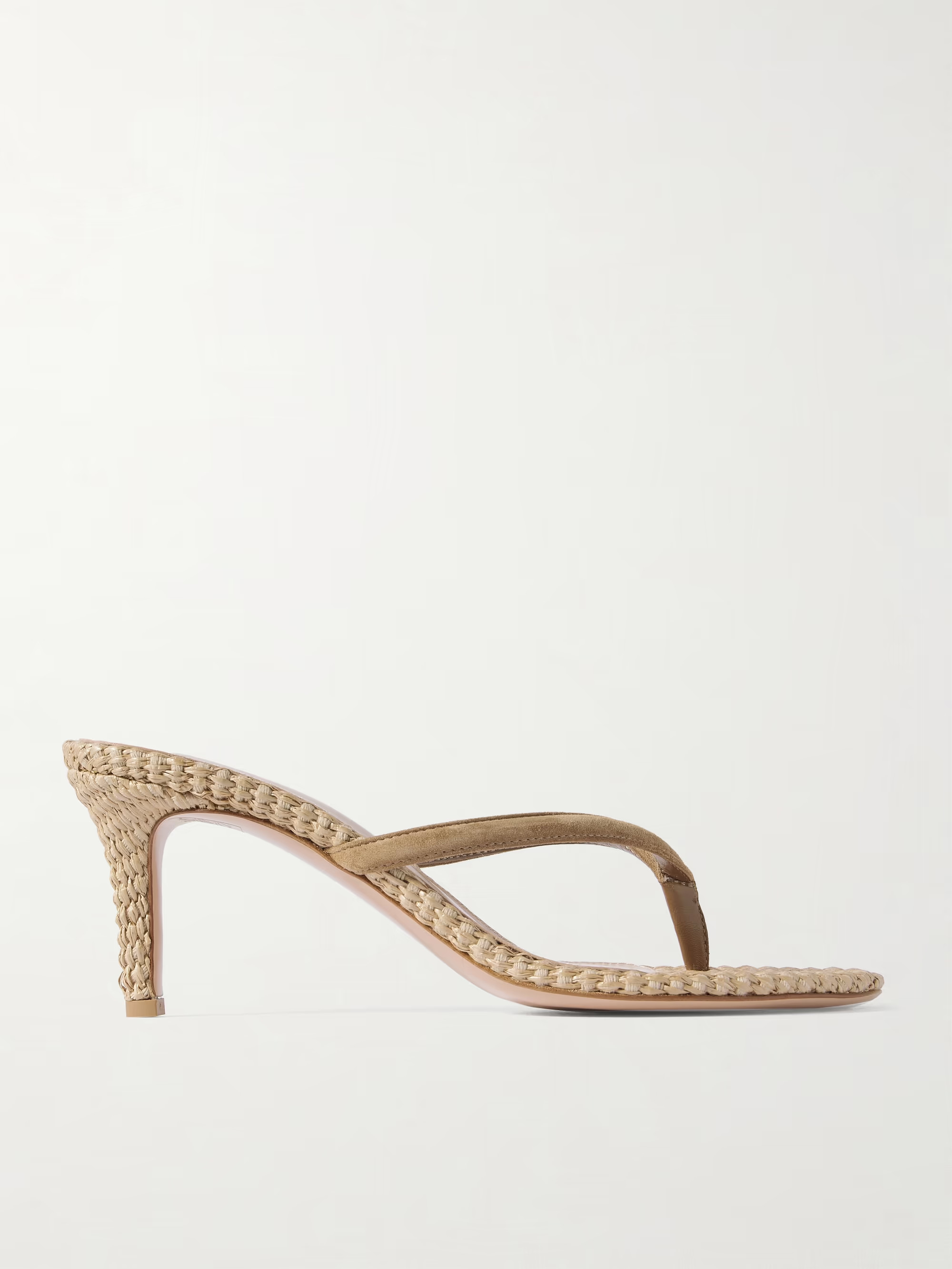 Calypso 80 suede-trimmed raffia sandals | NET-A-PORTER (US)