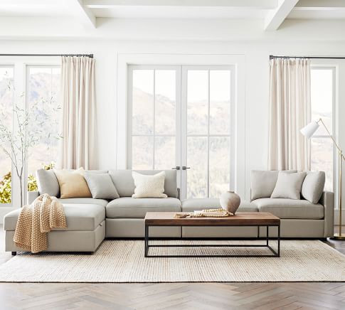 Modular Square Arm Upholstered 5-Piece L-Shaped Sectional | Pottery Barn (US)