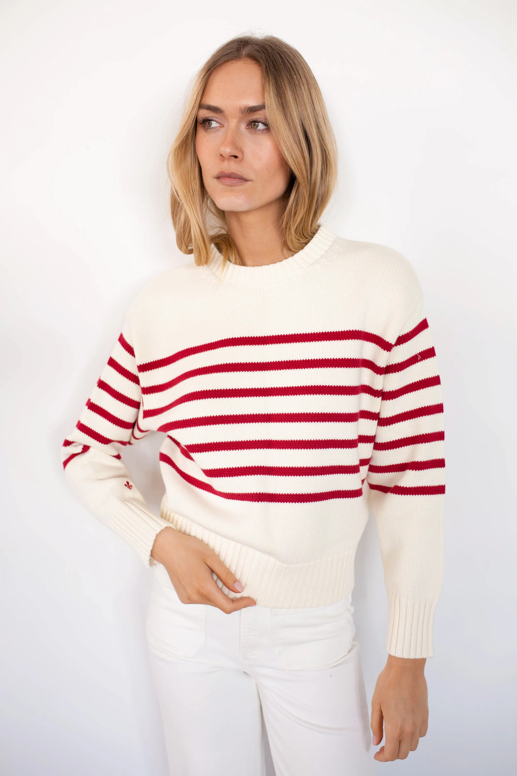 Lake Sweater - Ivory/Red Stripe | Marea