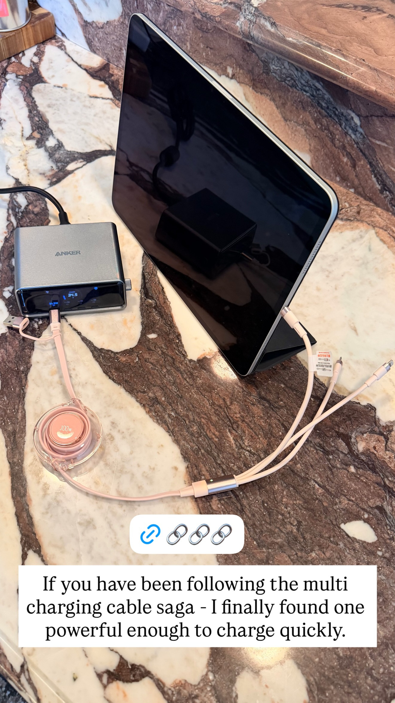 If you have been following the multi charging cable saga, I finally found one powerful enough to charge quickly 

 