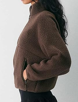 Fleece Jackets Women Causal Long Sleeve Sherpa Jacket Warm Ziper Fuzzy Coat Sweatshirts Trendy wi... | Amazon (US)
