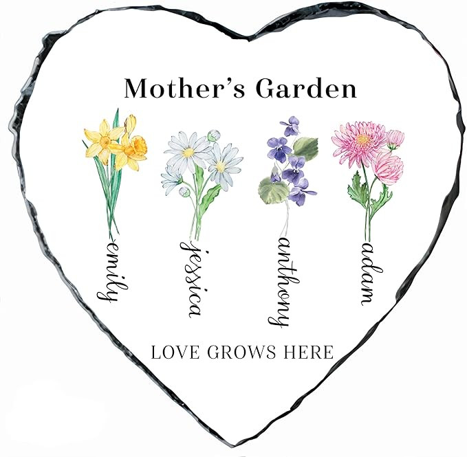 Personalized Mothers Day Gifts for Mom, Birth flower Garden Stone, Christmas and Birthday Gift fo... | Amazon (US)