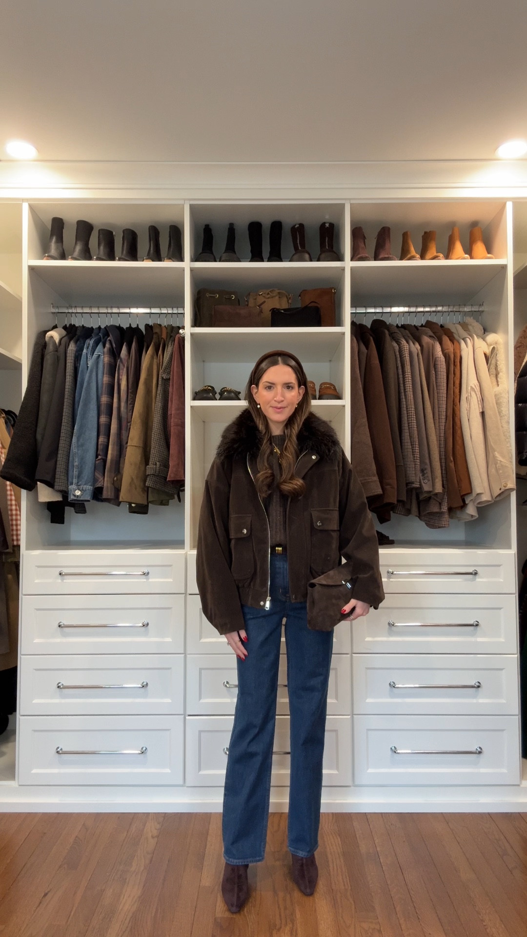 Size 25 jeans 
Size small sweater 


Jeans 
Denim 
Winter outfit 
Sweaters 
Easy outfit 
Faux fur 
Boots 

#LTKSeasonal #LTKFindsUnder100 #LTKootd