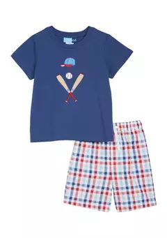 Good Lad Boys 4-7 Baseball Graphic T-Shirt and Plaid Shorts Set | Belk